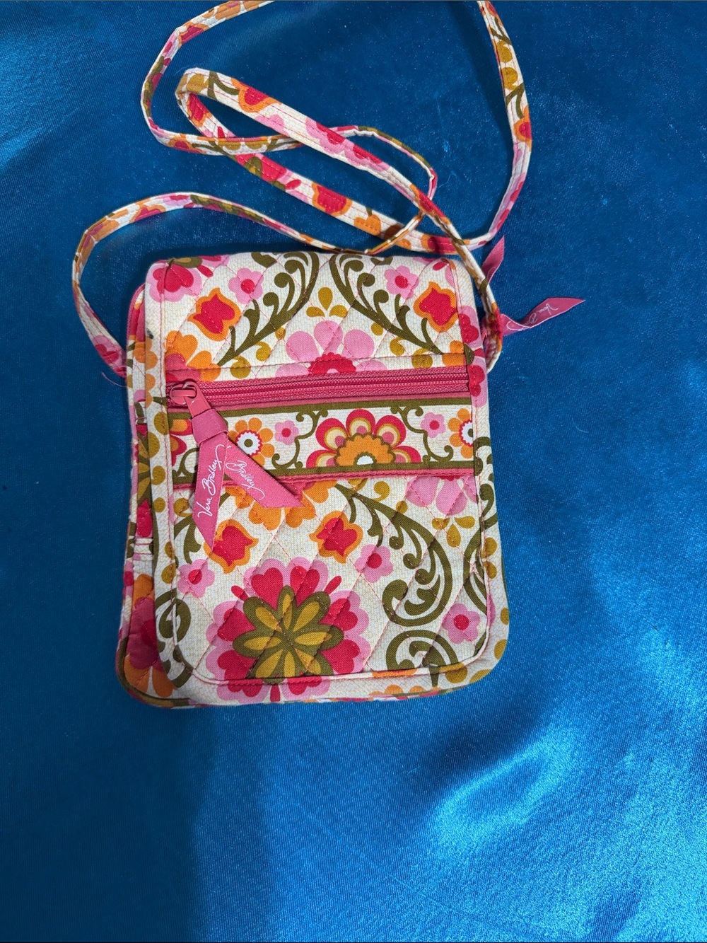Vera Bradley Pink Olive Floral Quilted Crossbody
